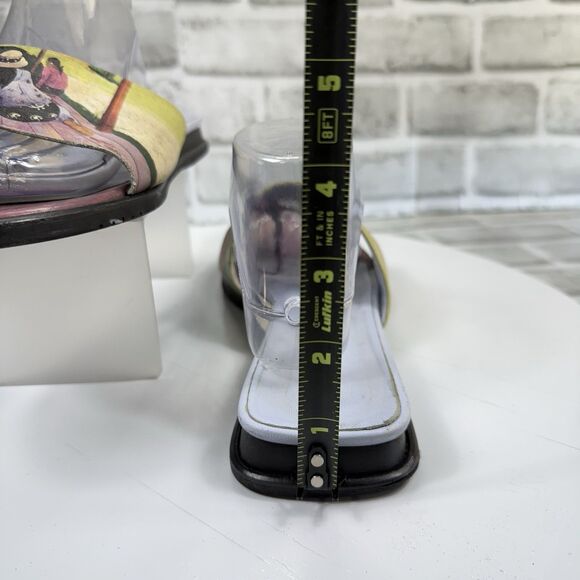 Icon Women’s 10.5/ 11 Painting Wearable Art Blue Leather Toe Ring Low Flats - Picture 6 of 10